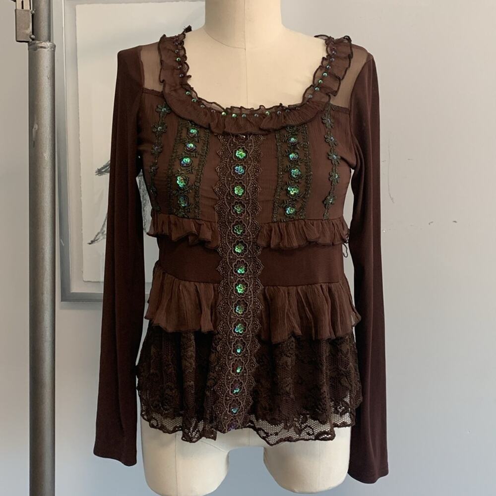 Aryeh Sequence And Lace Top New Without Tags Boho… - image 1